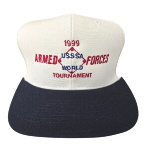 1999 USSSA World Tournament Armed Forces Otto Cap Snapback Hat White Navy